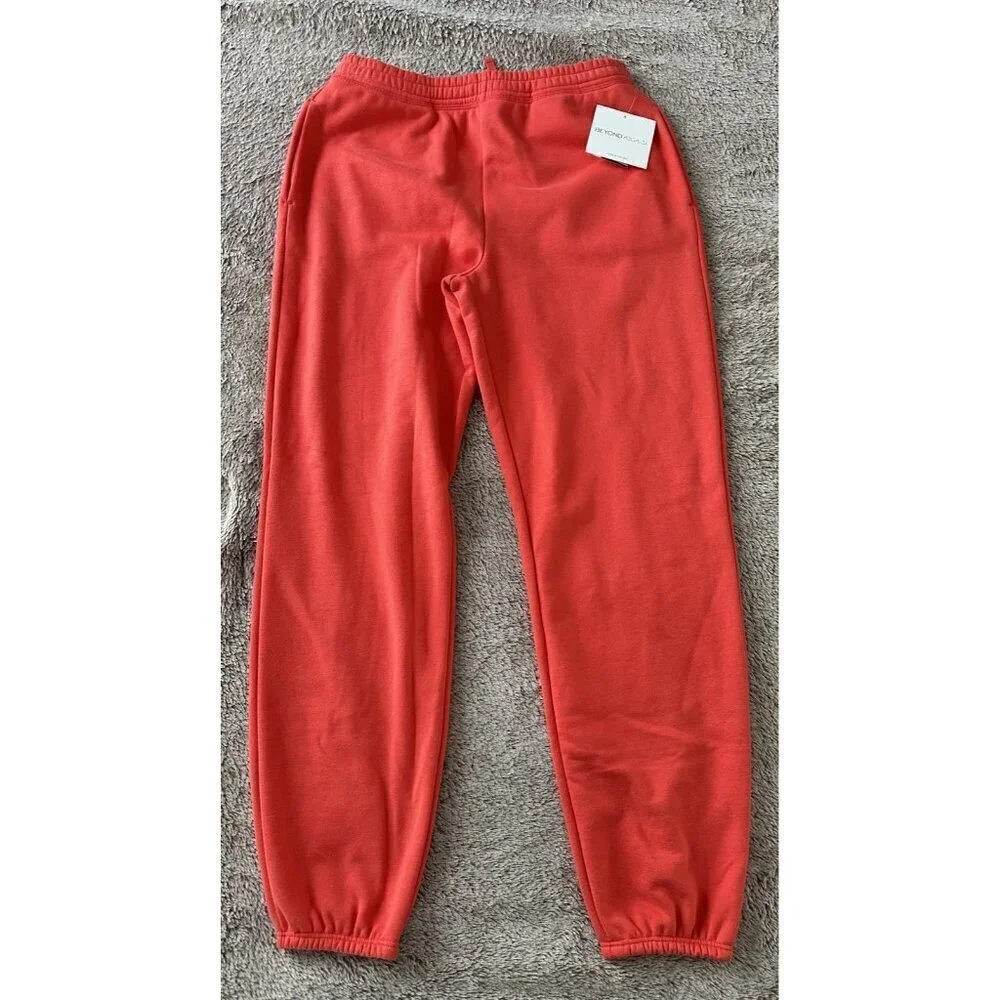 Beyond Yoga On The Go Cotton Blend Joggers Sweatpants S Orange $98 NWT